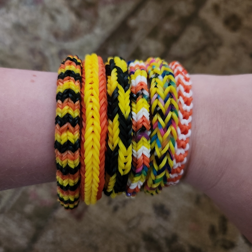 Handmade Yellow and Black Rainbow Loom Bracelet Set